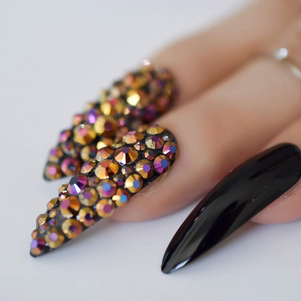 付け爪 fake nails マニキュアの爪 ネイルアートの装飾 ネイルチップ Amazon | HUJL 付け爪 24 個/セット 長くて鋭い爪 付け爪 人工ネイル
